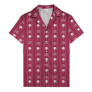 monochrome palm tree & signature logo stripe hawaiian shirt for men