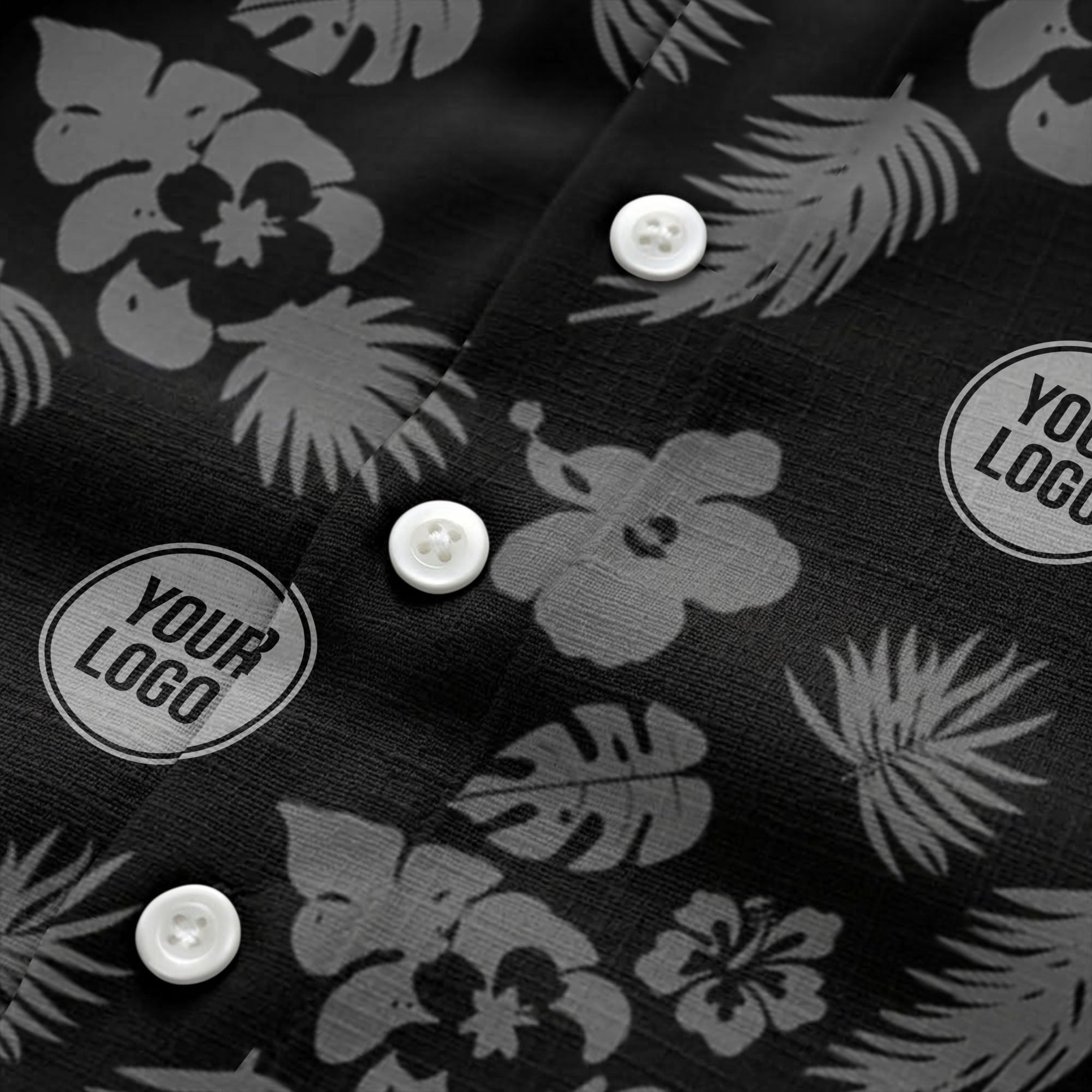 monochrome tropical flowers and leaves hawaiian shirt for men