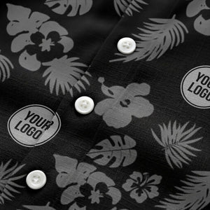 monochrome tropical flowers and leaves hawaiian shirt for men