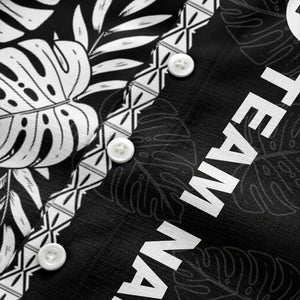 monstera leaf repeat black white graphic hawaiian shirt for men
