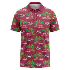 palm trees island scene repeat graphic polo shirt for men