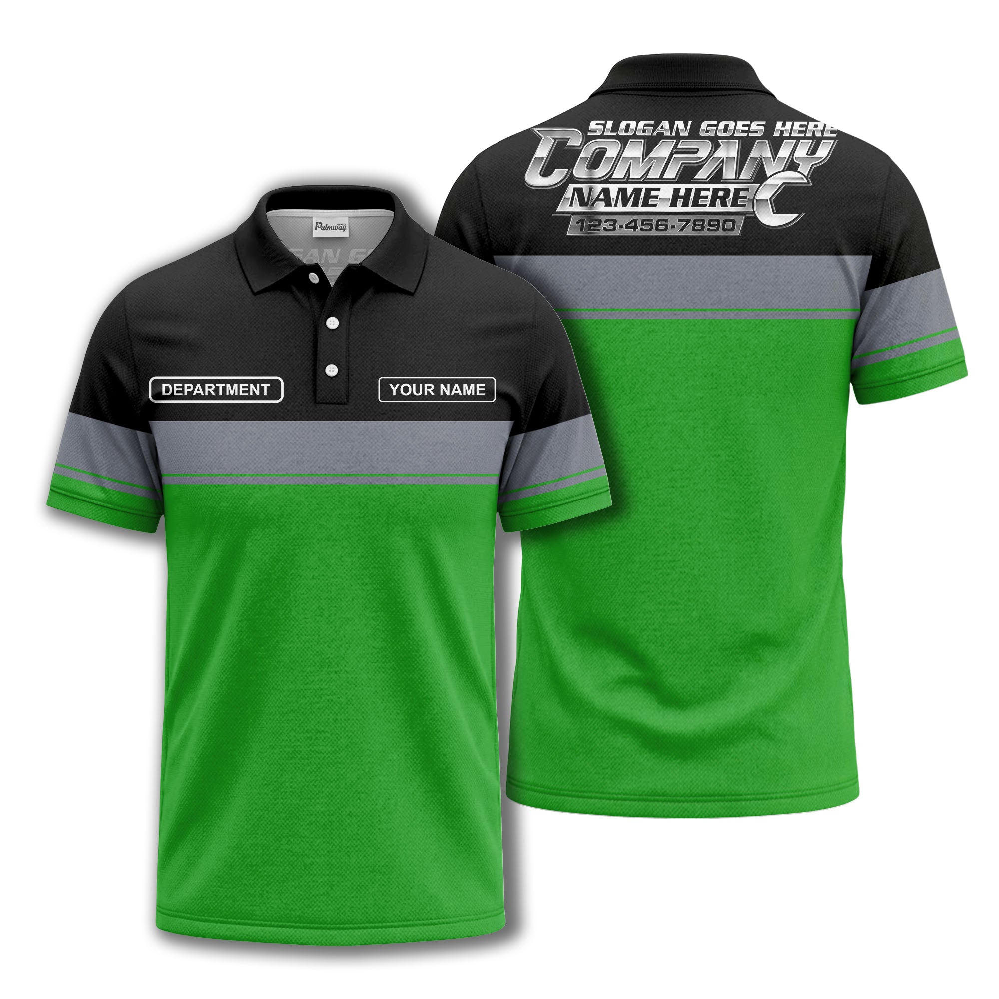personalized department name gray stripe polo shirt for teams