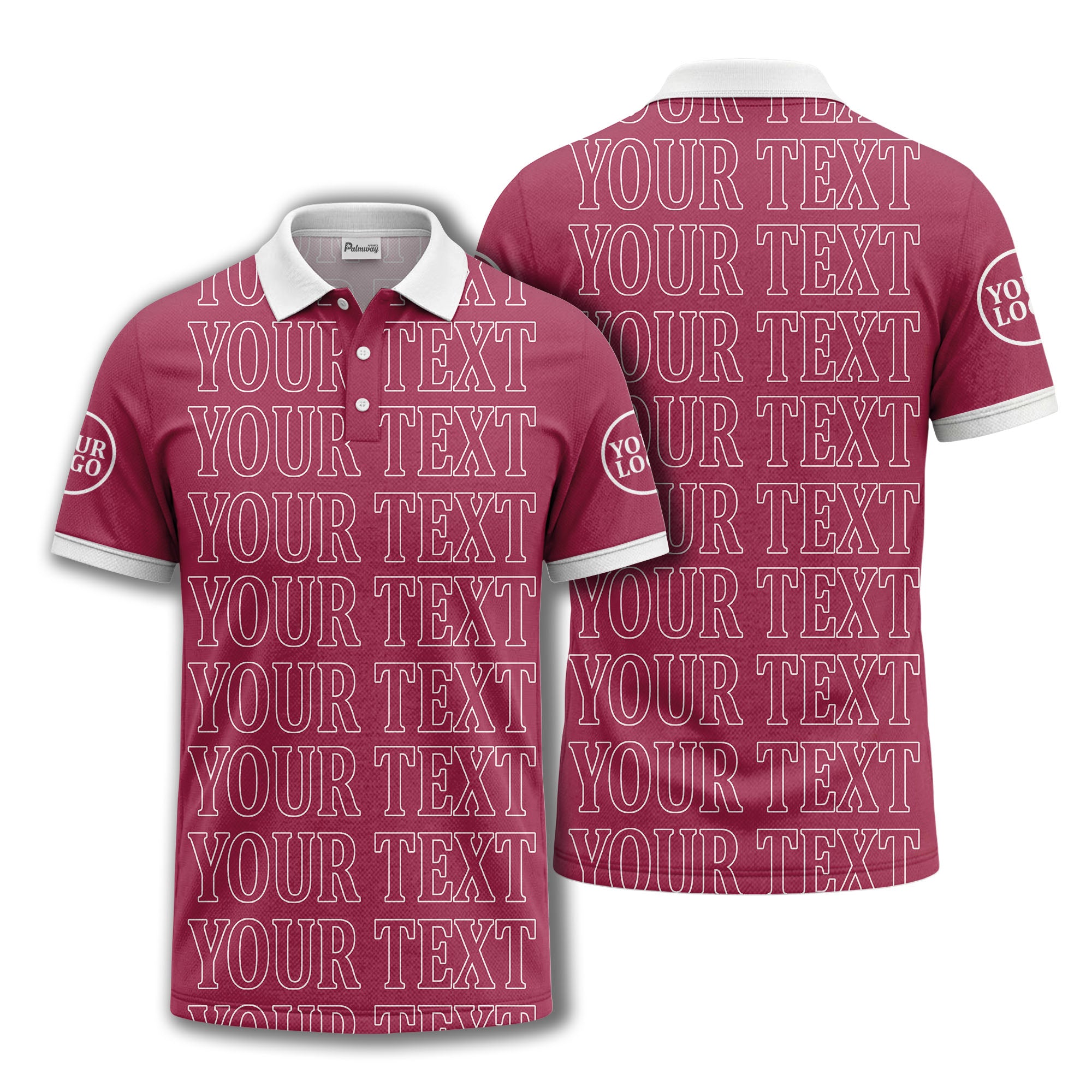 personalized name repeat text minimalist golf polo shirt