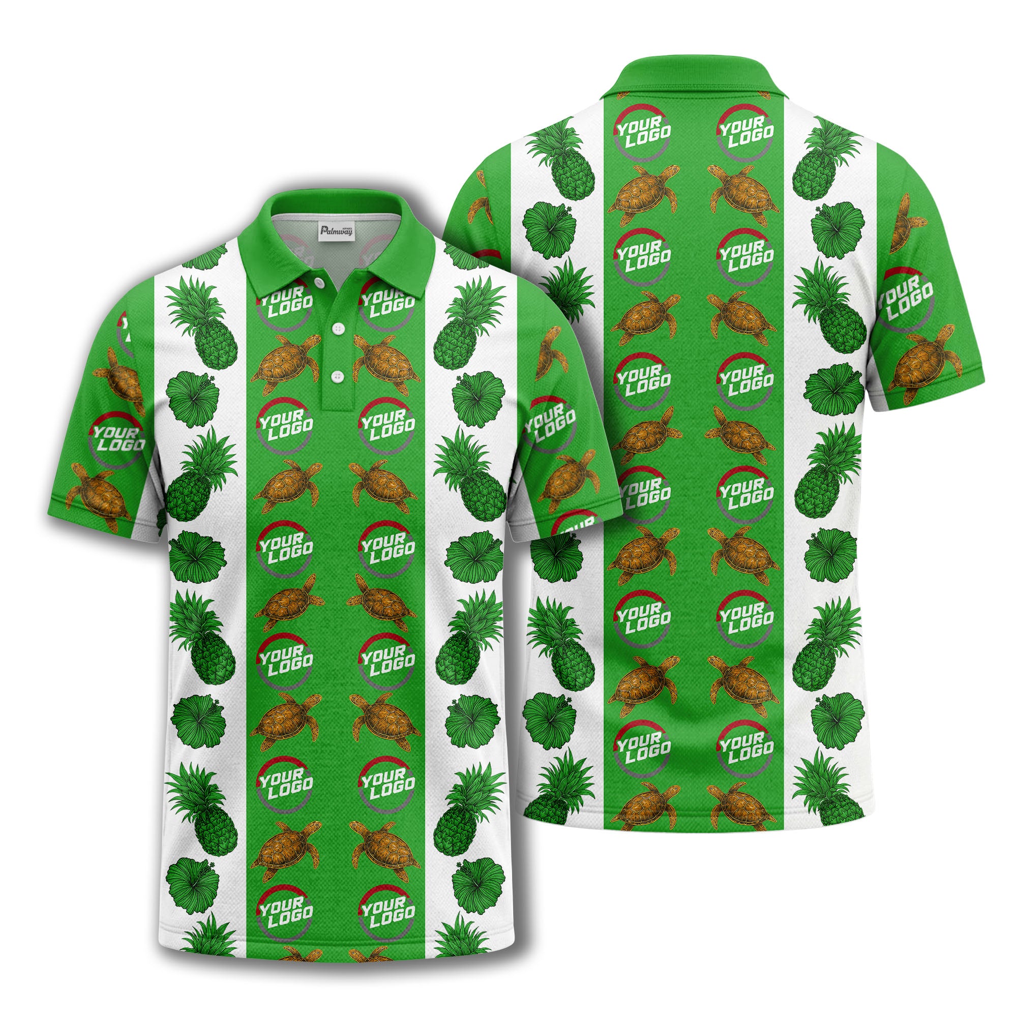 pineapple sea turtle hibiscus custom logo polo shirt
