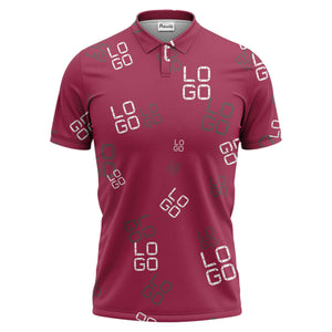 pixelated logo text pattern polo shirt | modern digital all-over design