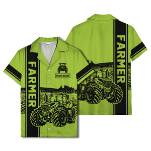 realistic tractor farm landscape farmer hawaiian shirt