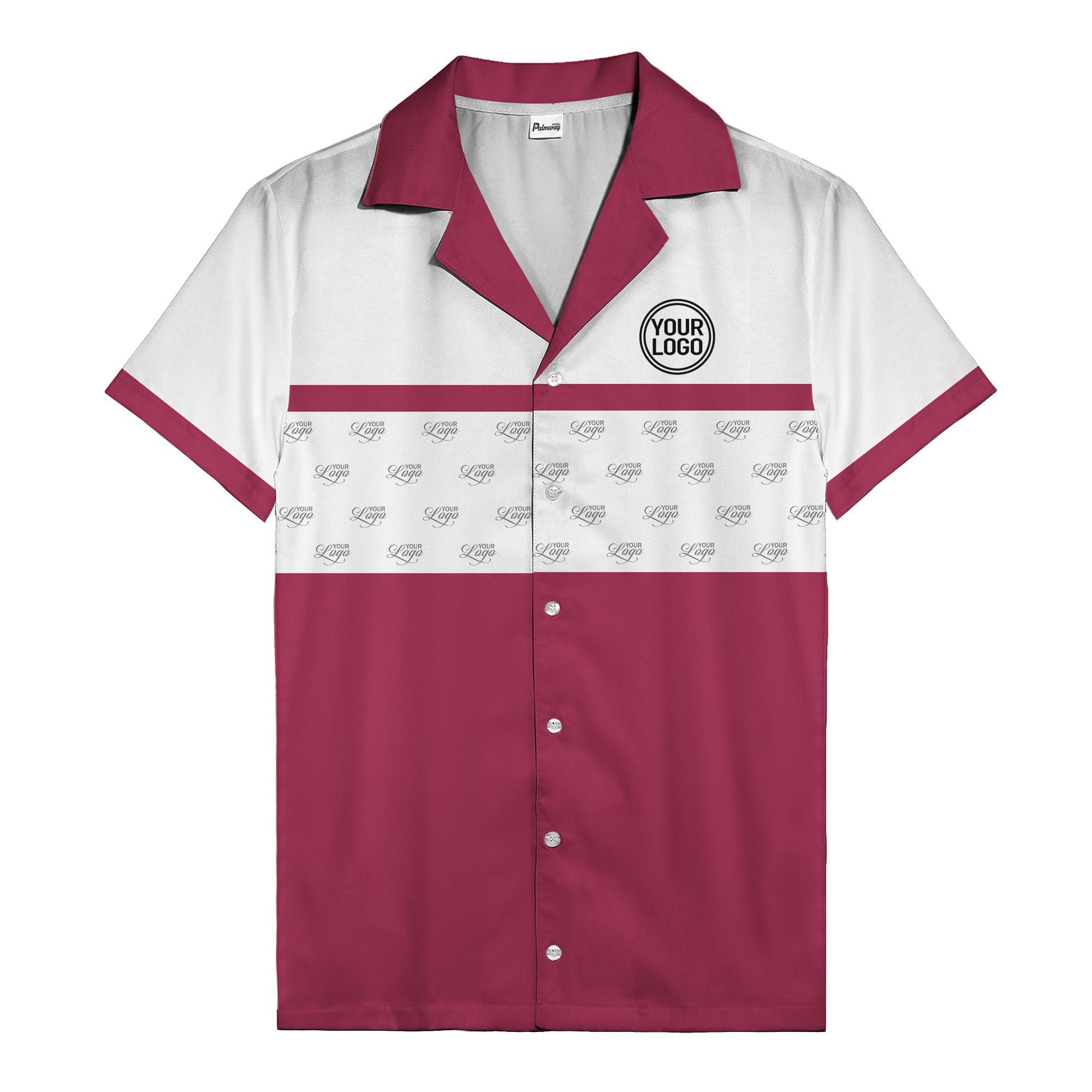 retro bowling custom logo repeat hawaiian shirt for men