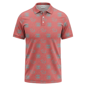 rubber duck & custom logo circle pattern polo shirt for men