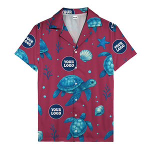 sea turtles & coral seashells aloha navy hawaiian shirt