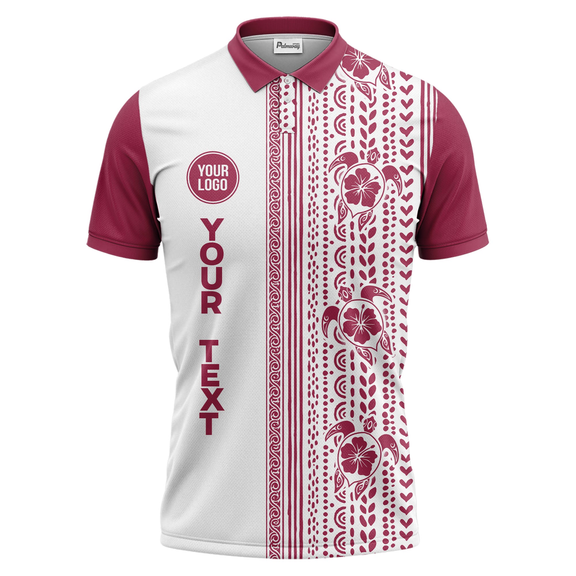 sea turtles hibiscus polynesian tribal black white polo shirt for men