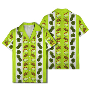 sea turtles & pineapple hibiscus striped hawaiian shirt