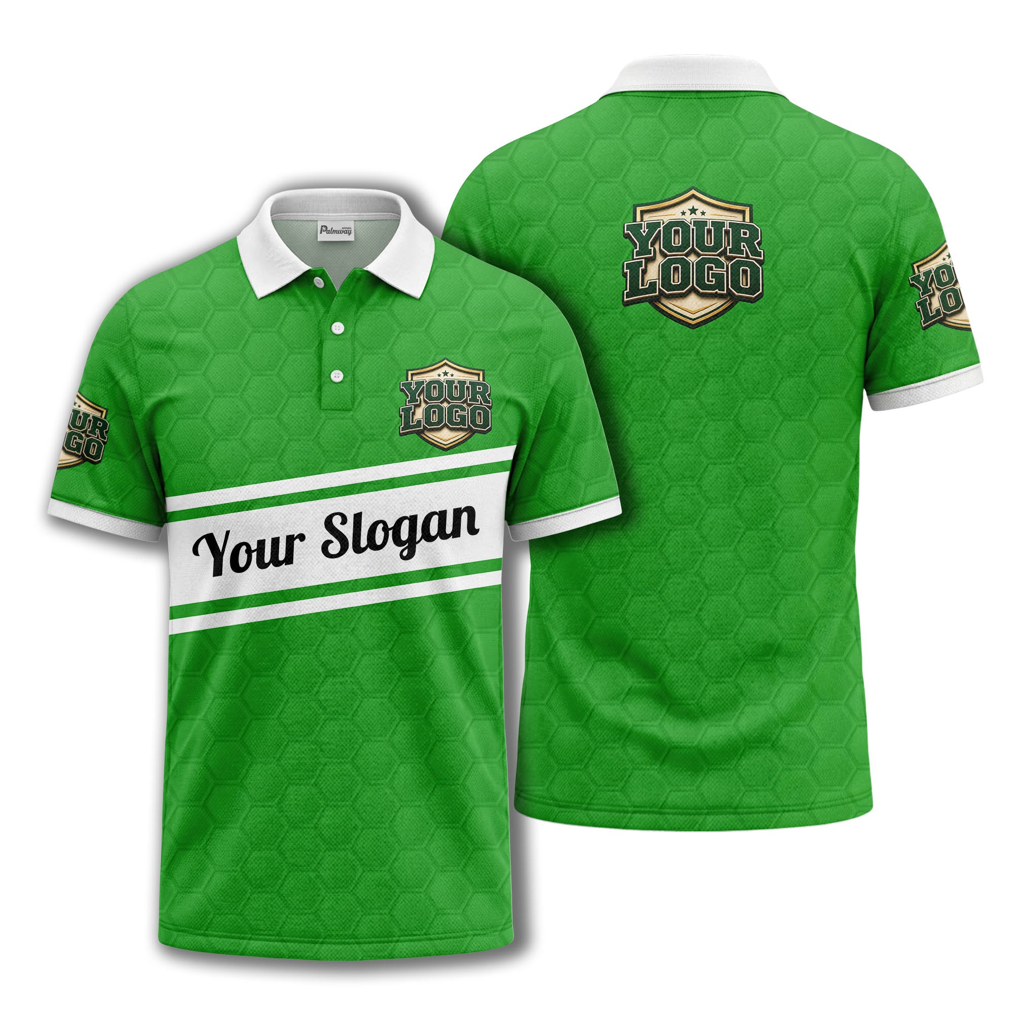 shield logo stars hexagon pattern polo shirt for men