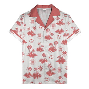 soccer balls & palm trees island repeat black white hawaiian shirt