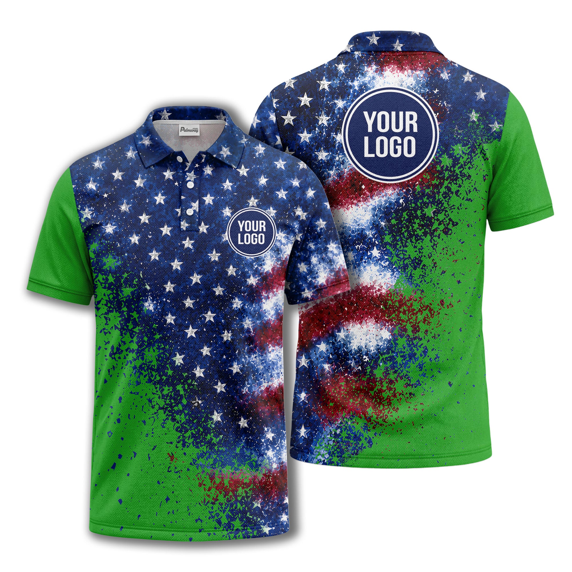 stars & stripes american flag all over print polo shirt