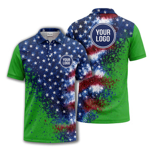 stars & stripes american flag all over print polo shirt