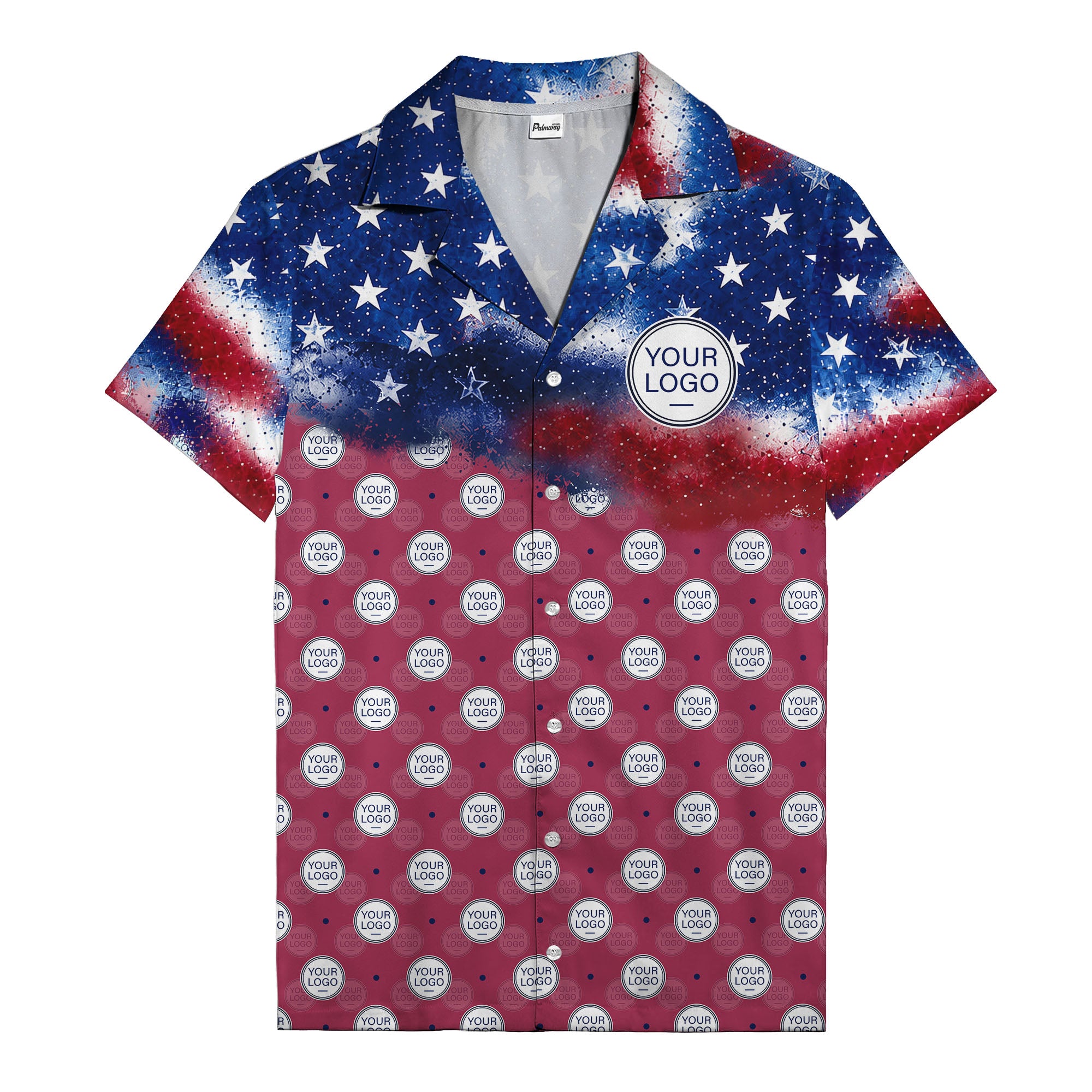 stars & stripes american flag custom logo patriotic hawaiian shirt