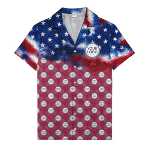 stars & stripes american flag custom logo patriotic hawaiian shirt