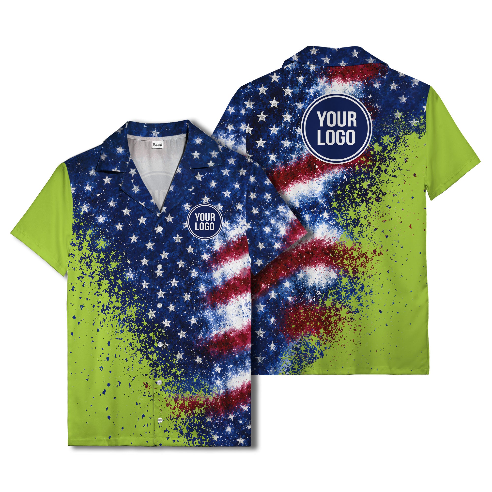 stars & stripes watercolor splash patriotic hawaiian shirt