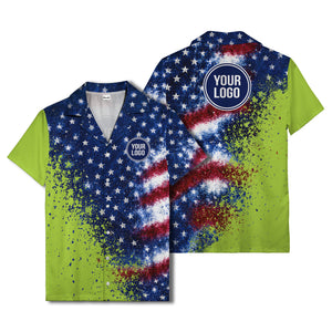 stars & stripes watercolor splash patriotic hawaiian shirt
