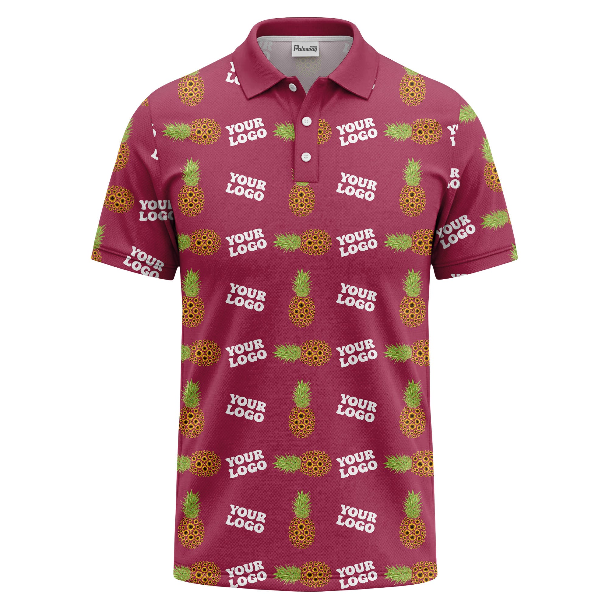 sunflower pineapple repeat custom logo polo shirt for beach days