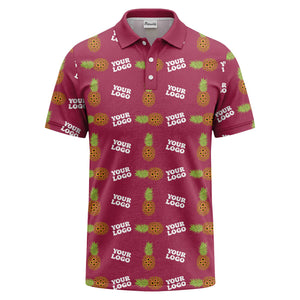 sunflower pineapple repeat custom logo polo shirt for beach days