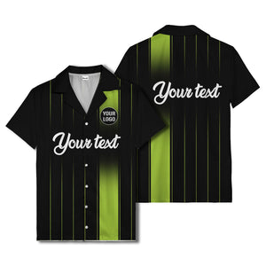vertical black & white stripe custom logo hawaiian shirt