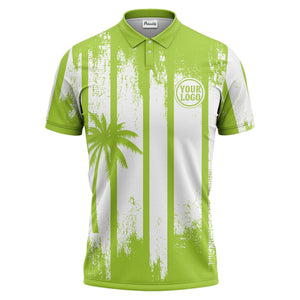 vertical striped palm trees grunge texture polo shirt for men