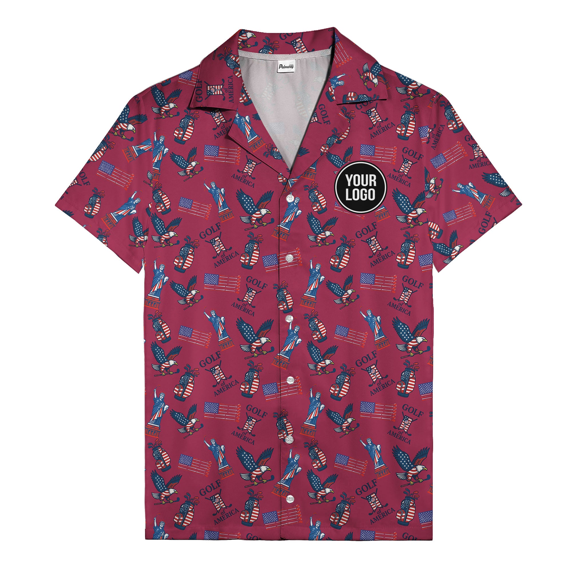 vintage 50s bald eagles & statue of liberty golf hawaiian shirt