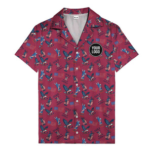 vintage 50s bald eagles & statue of liberty golf hawaiian shirt