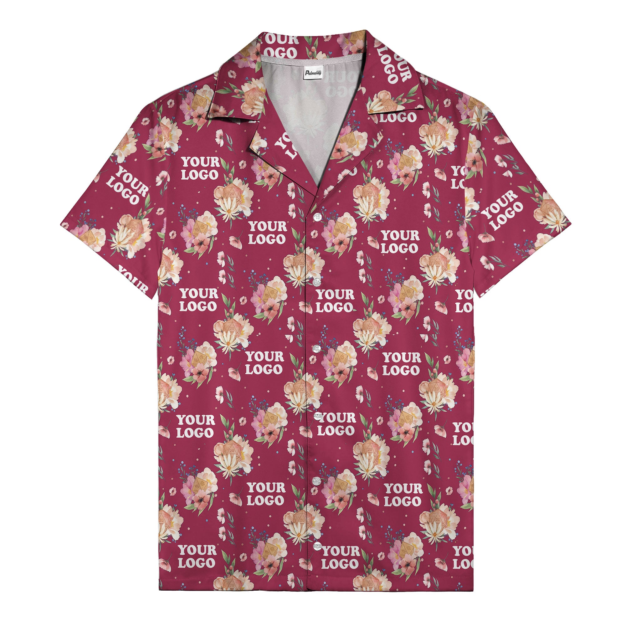 watercolor floral d20 dice hawaiian shirt with custom logo space