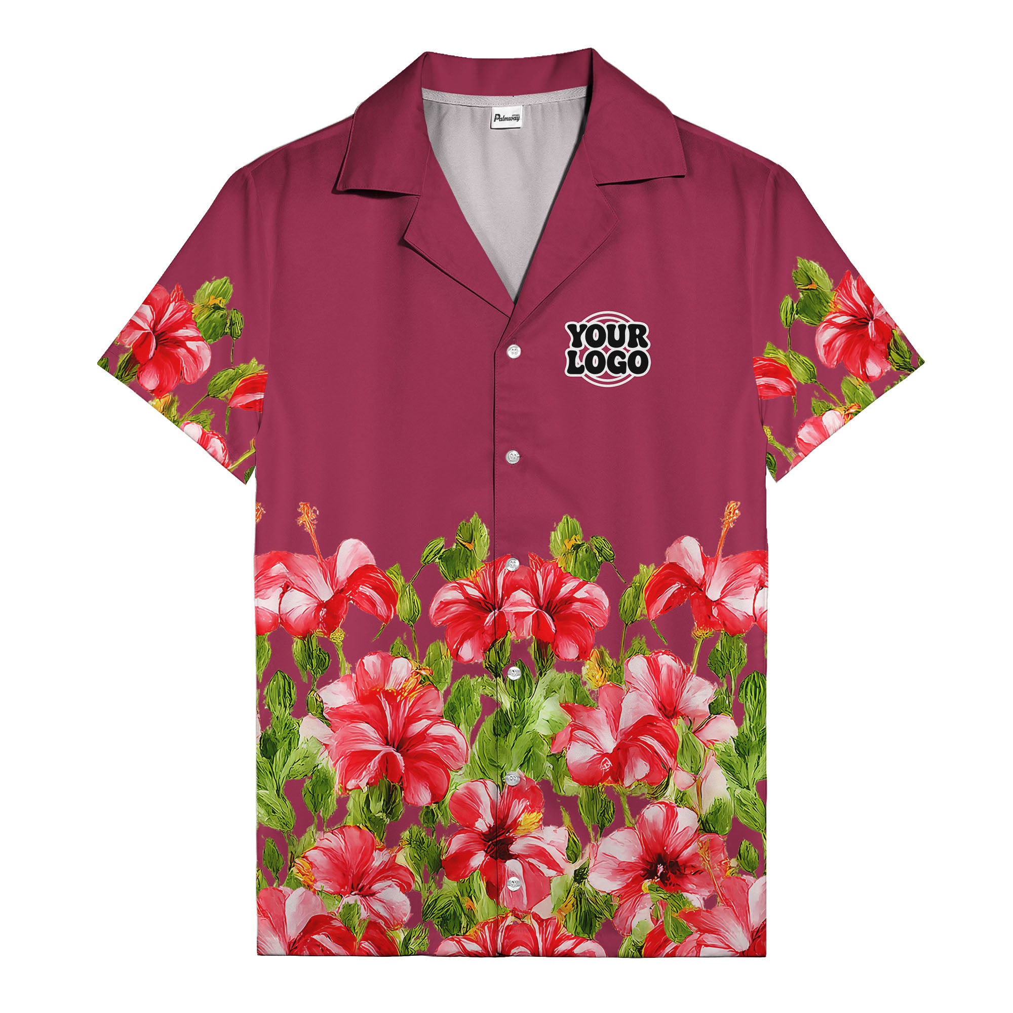 watercolor hibiscus & leaf aloha hawaiian shirt for men