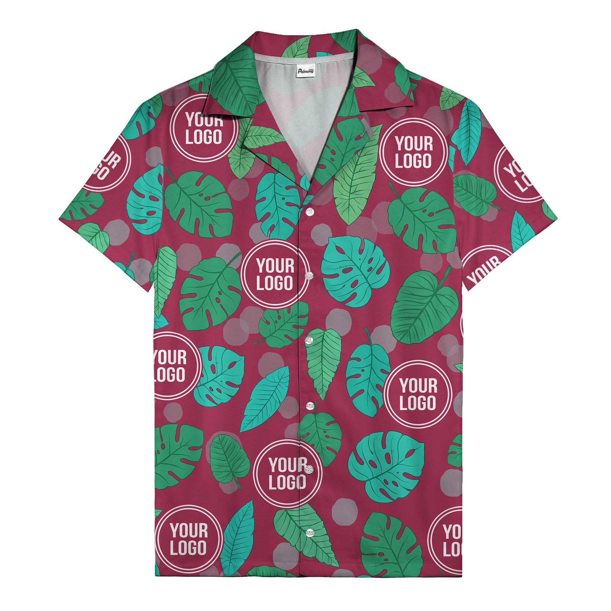 watercolor monstera leaf repeat & signature logo hawaiian shirt