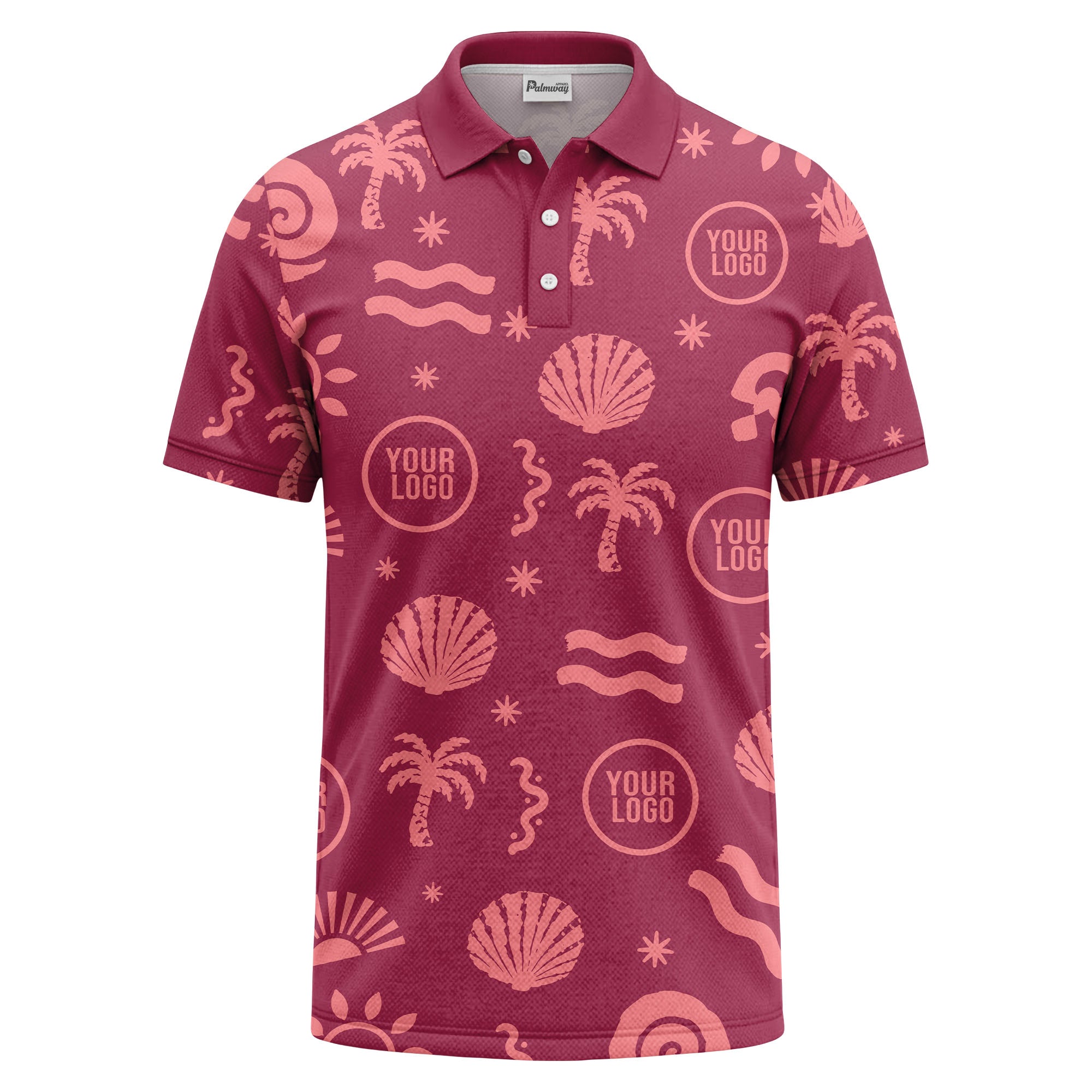 watercolor palm trees seashells waves polo shirt for beach vacation