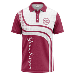 wave hexagon graphic golf polo shirt with custom logo