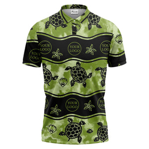 wavy band sea turtles starfish monochrome polo shirt for men