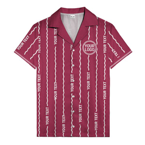 wavy line personalized hawaiian shirt with custom text & logo
