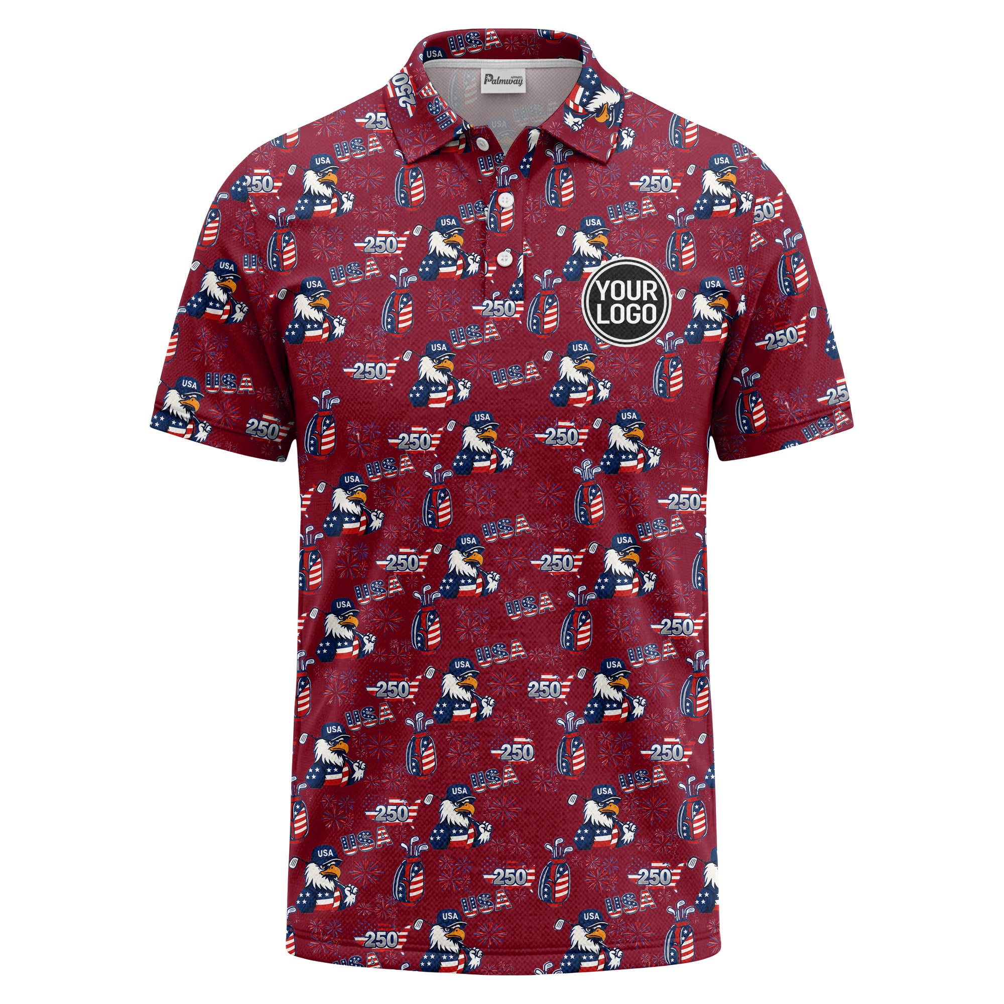 bald eagles golf bags fireworks patriotic polo shirt for men