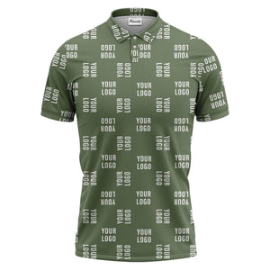 black repeat custom logo text pattern polo shirt for men