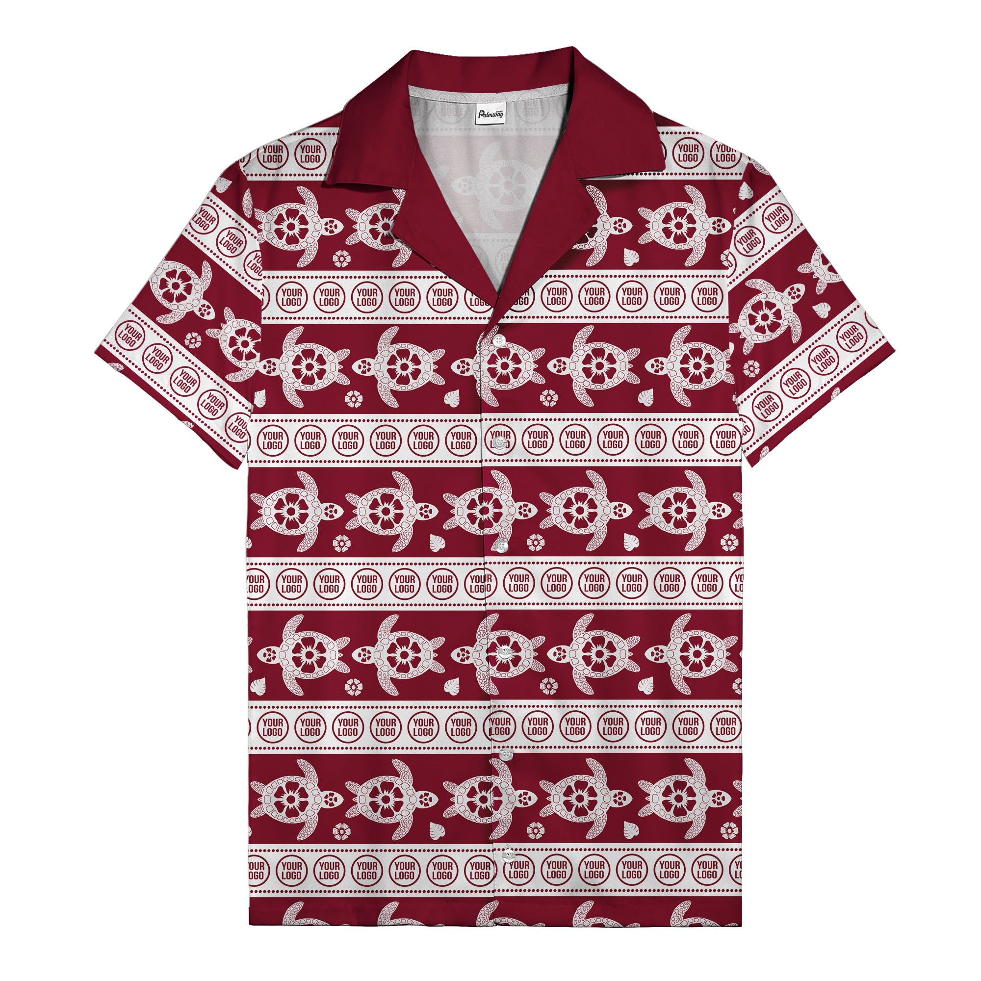 black sea turtles & white floral repeat hawaiian shirt for men