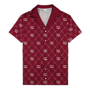 black & white quilted diamond custom logo hawaiian shirt