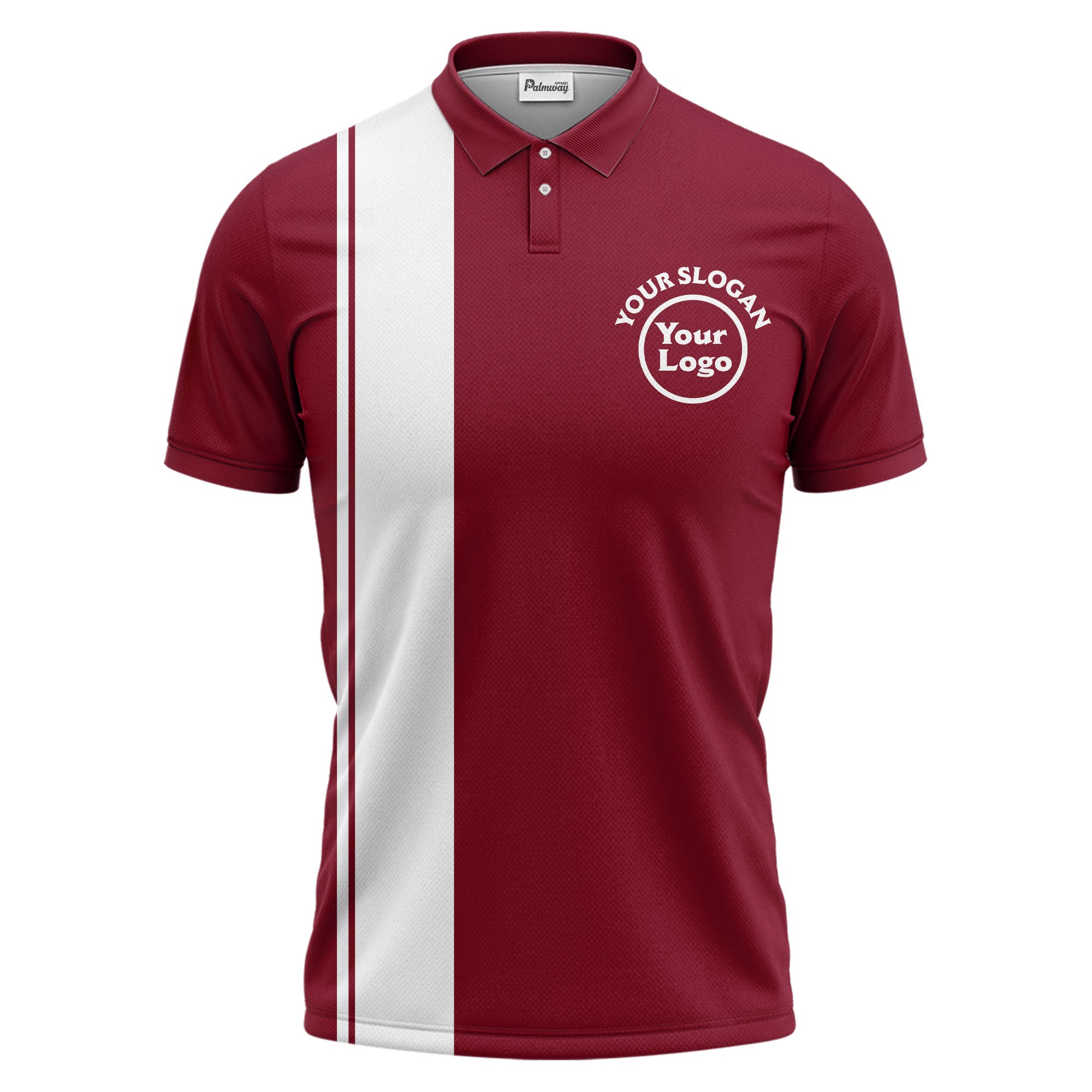 bold black white vertical stripe custom logo golf country club polo shirt
