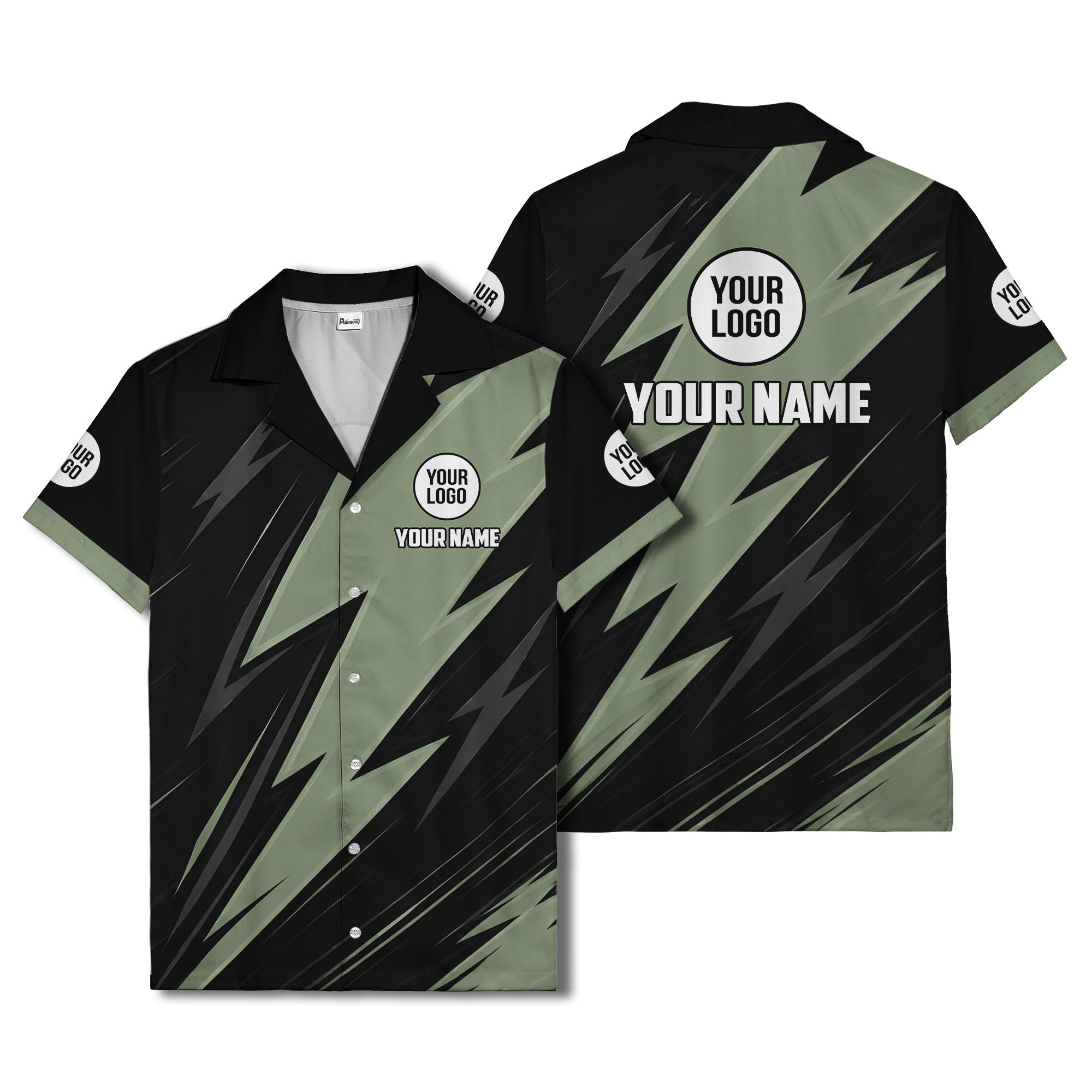bold lightning bolt repeat pattern personalized hawaiian shirt for men