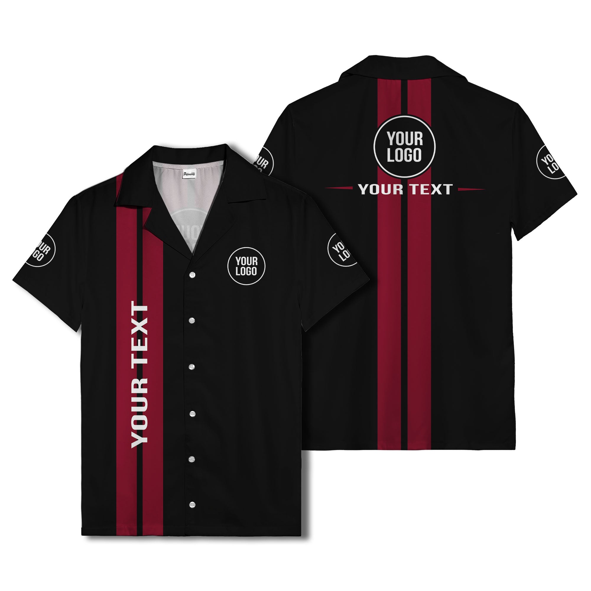 bold vertical stripe custom logo hawaiian shirt for men