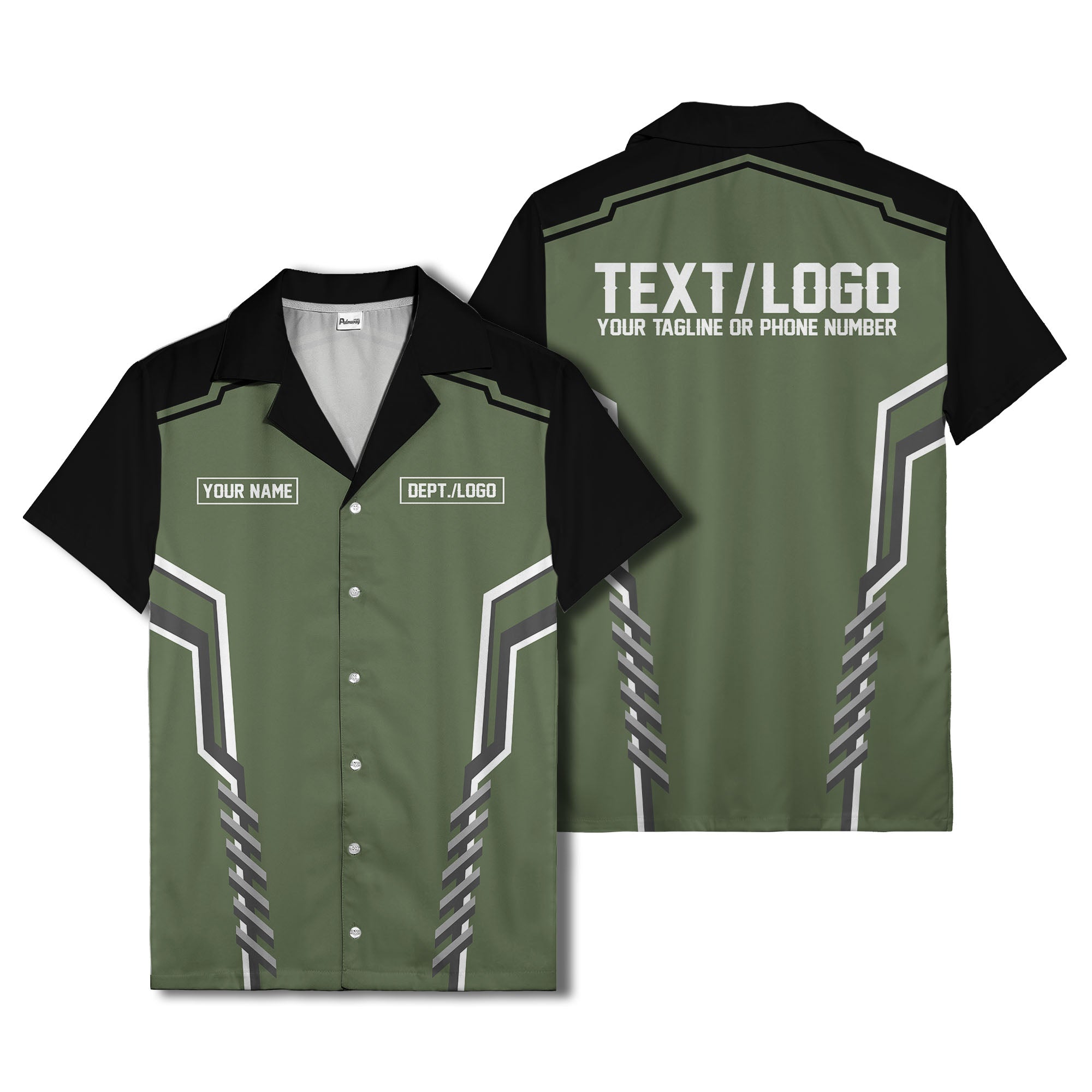 bowling team stripe name box hawaiian shirt for men