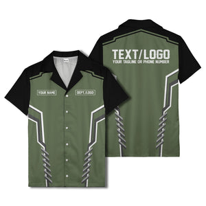 bowling team stripe name box hawaiian shirt for men