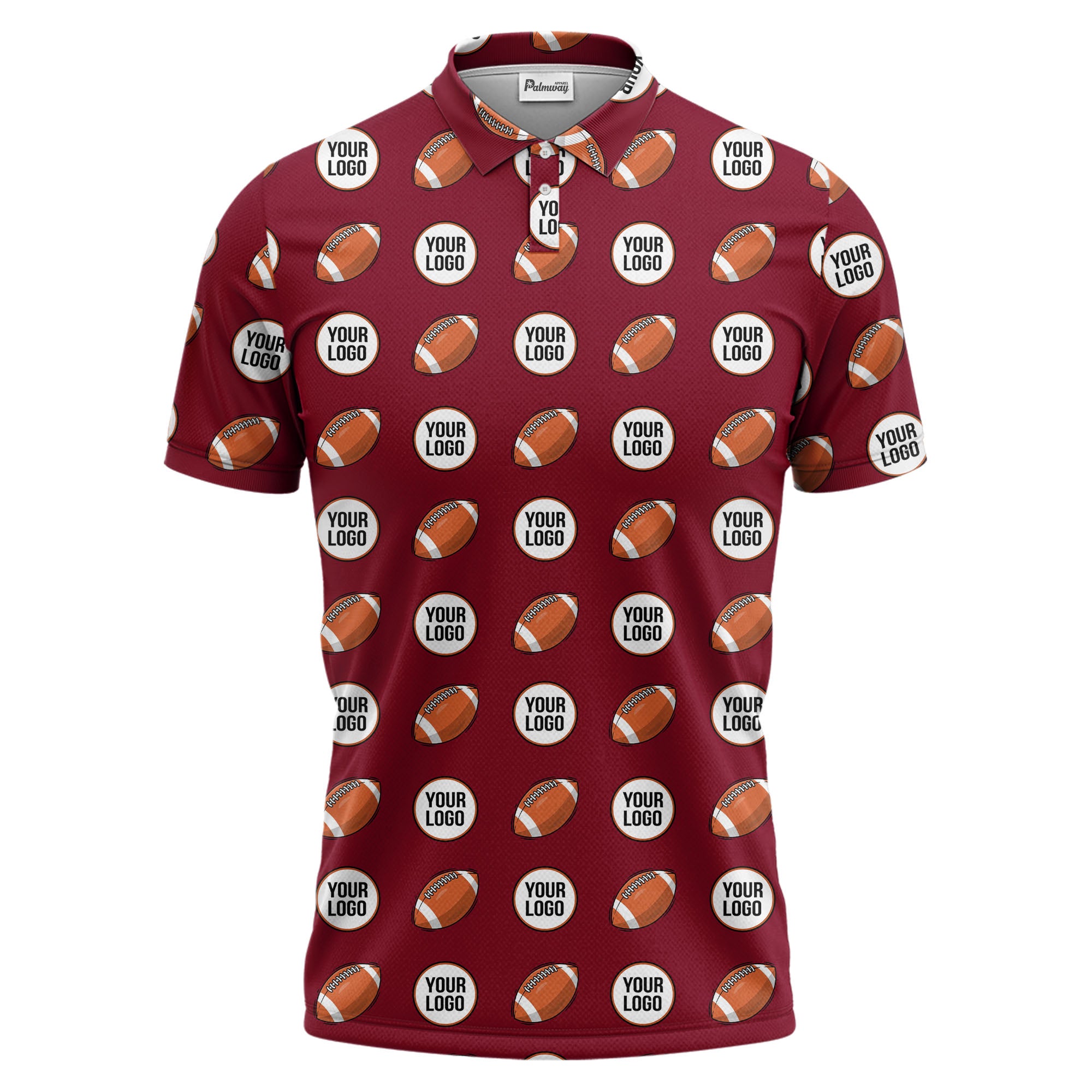cartoon football logo circle repeat black sports polo shirt for men