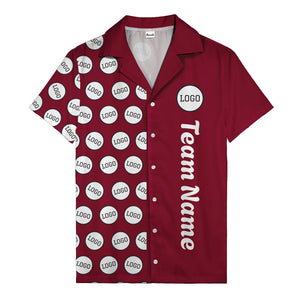 circle logo columns & team name text graphic black white hawaiian shirt