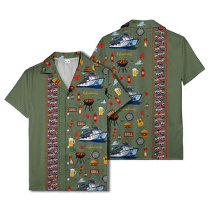 cruise ship grill & refreshments fun cartoon hawaiian shirt for men