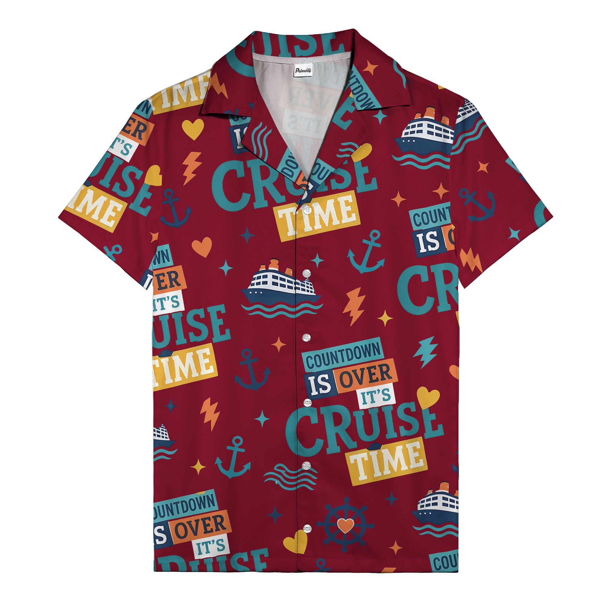 cruise ships & anchors cartoon fun hawaiian shirt for vacation