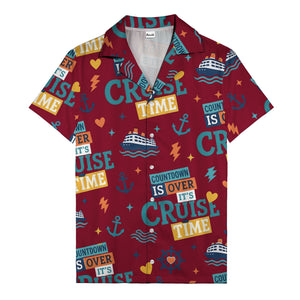 cruise ships & anchors cartoon fun hawaiian shirt for vacation